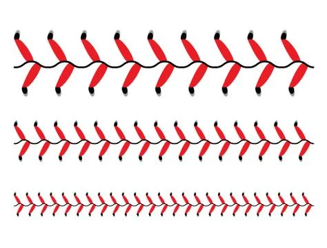Baseball red lace seam thread. Base ball vector illustration lace stitch Stock Illustration