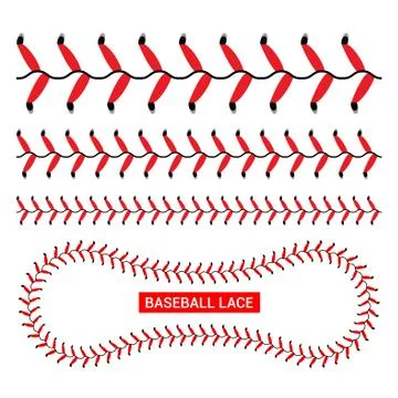 Baseball red lace seam thread. Base ball vector illustration lace stitch Illustrazione stock