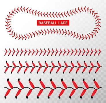 Baseball red lace seam thread. Base ball vector illustration lace stitch Stock Illustration