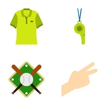 Baseball referee umpire equipment and victory hand gesture Stock Illustration