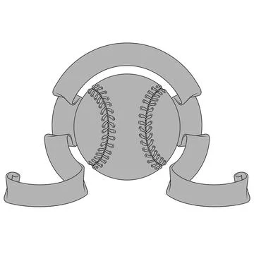 Baseball with ribbons in grayscale Stock Illustration