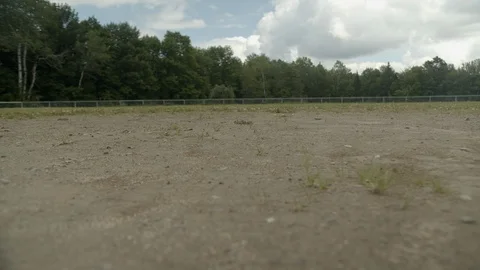 Baseball rolling on field in and out of frame , 4k Stock Footage 112273958