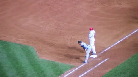 Baseball Runner Steals Second Stock Footage 8621712