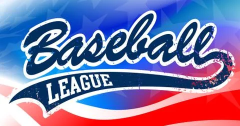 Baseball script on an American flag background Stock Illustration