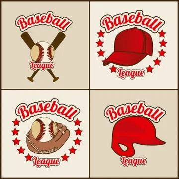 Baseball seals over beige background vector illustration Ilustração Stock
