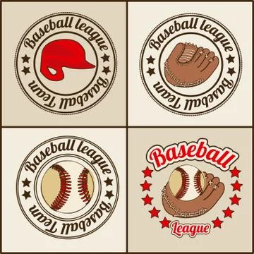 Baseball seals over beige background vector illustration Ilustração Stock