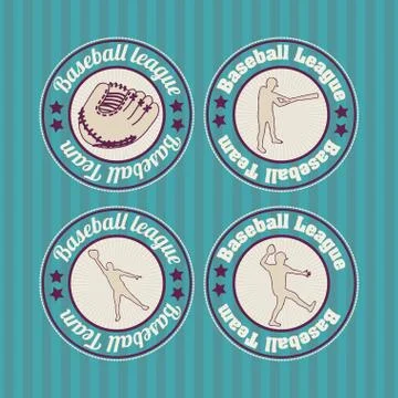 Baseball seals over blue background vector illustration Ilustração Stock