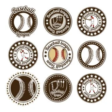 Baseball seals over white background vector illustration Ilustração Stock