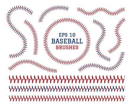 Baseball seam. Lace softball pattern. Red brush texture for base ball. Abstract Stock Illustration