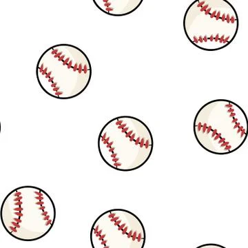 Baseball seamless pattern. Cute doodle hand drawn baseballs background textur 스톡 일러스트