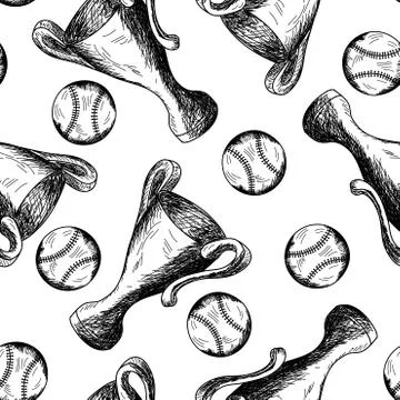 Baseball seamless pattern Illustrazione stock