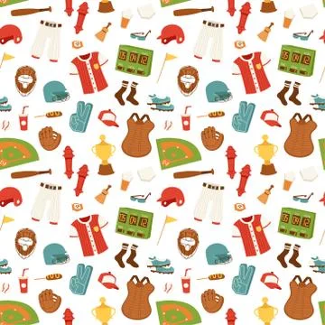 Baseball seamless pattern vector Stock Illustration