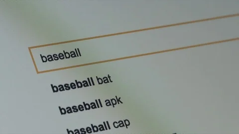 BASEBALL search query in browser - Macro Vídeo Stock 75148330