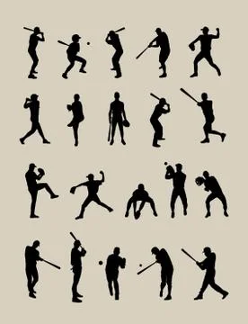 Baseball Set Silhouettes Stock Illustration