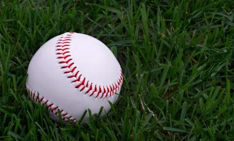 Baseball sitting in grass Stock Photos