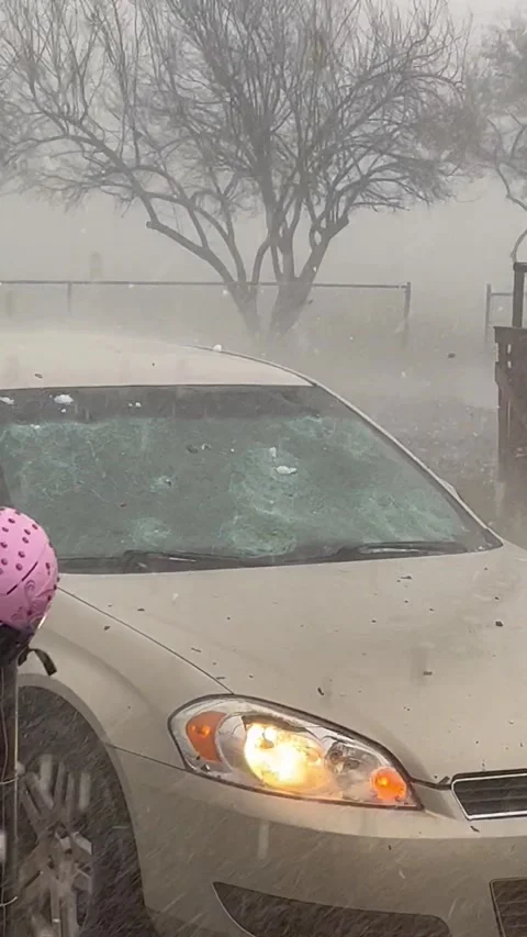 Baseball Sized Hail Pummels Car, Wallowa, Oregon - 11 Aug 2022 Stock Footage 205435873