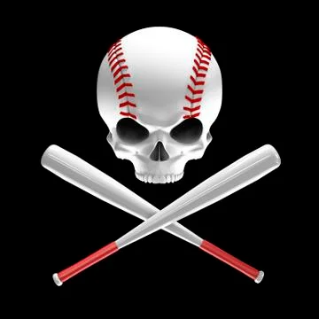 Baseball skull and bats Illustrazione stock