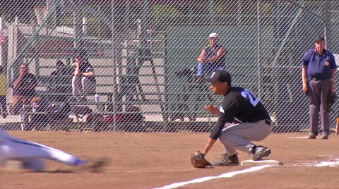 Baseball: Slide into 3rd base Editorial Slow Motion Stock Footage 58670426