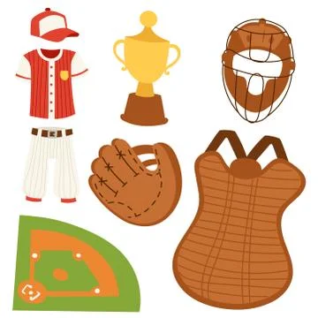Baseball sport competition game team symbol softball play cartoon icons design イラスト素材