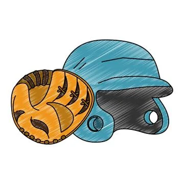 Baseball sport equipment scribble Illustrazione stock
