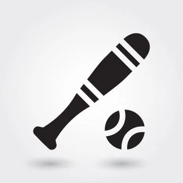 Baseball sport vector icon, baseball stick icon, sports symbol Stock Illustration
