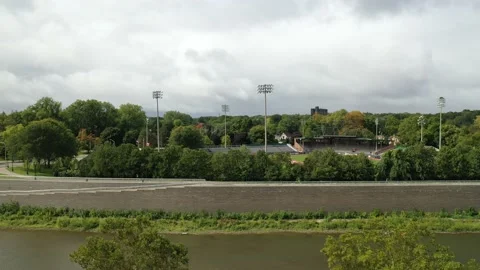 Baseball stadium from drone in sky Stock Footage 212681947