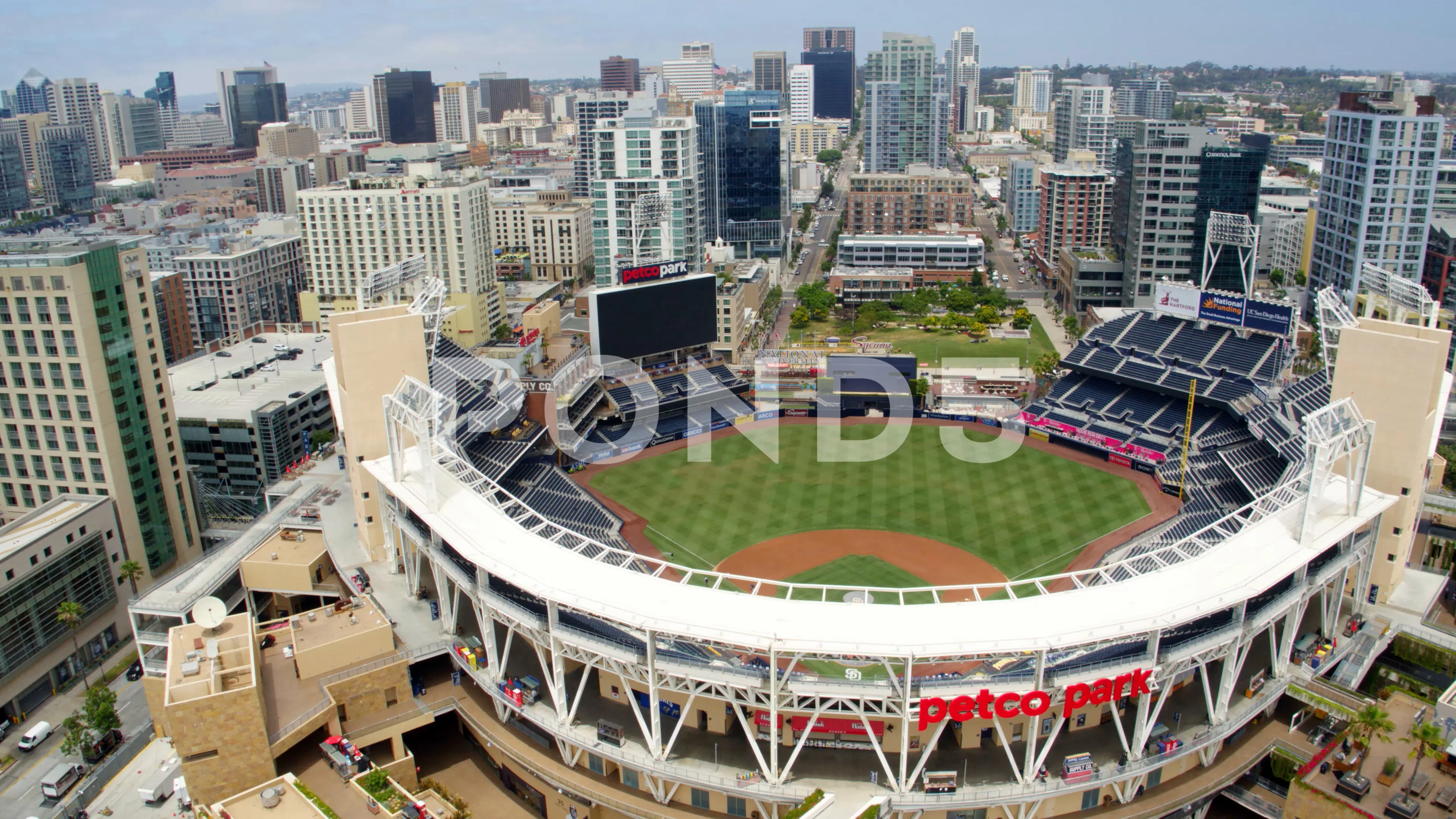 Aerial Black and White Photograph of Padres Petco Park 