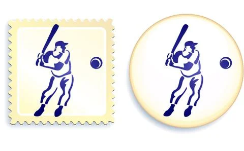 Baseball Stamp and Button Stock Illustration