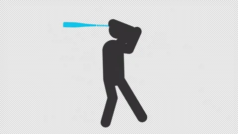 Baseball stickman animation silhouette Stock Footage 325400112