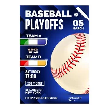 Baseball Stitched Ball Typography Poster Vector Stock Illustration