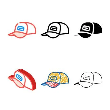 Baseball styles cap color icon vector Stock Illustration