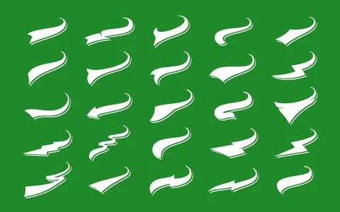 Baseball Swoosh Font Tail Vector Set. Swash Sport Underline Curve Text Line Illustrazione stock