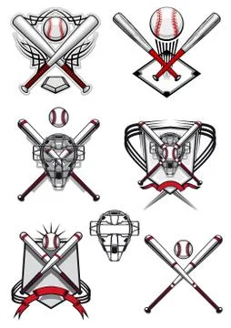 Baseball symbols with heraldry elements and tribal ornaments Illustrazione stock