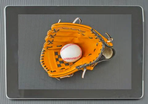 Baseball on tablet Foto stock