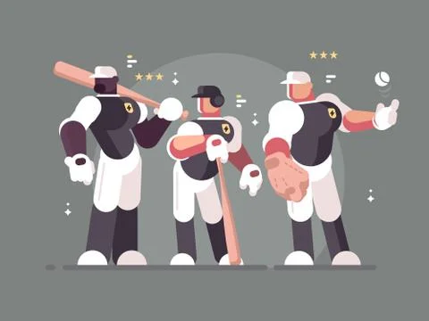 Baseball team of players Stock Illustration