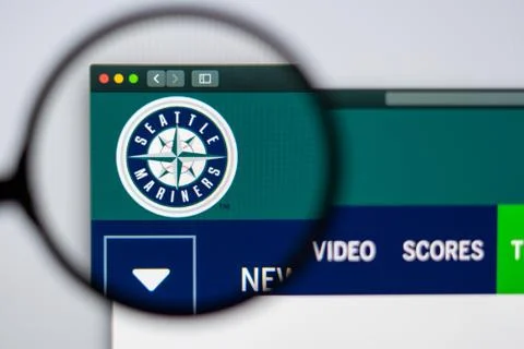 Baseball team Seattle Mariners website homepage. Close up of team logo.  Foto stock