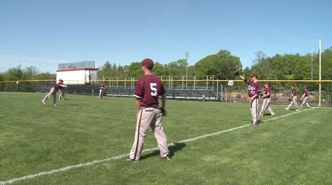 Baseball team warms up Stock Footage 8599726