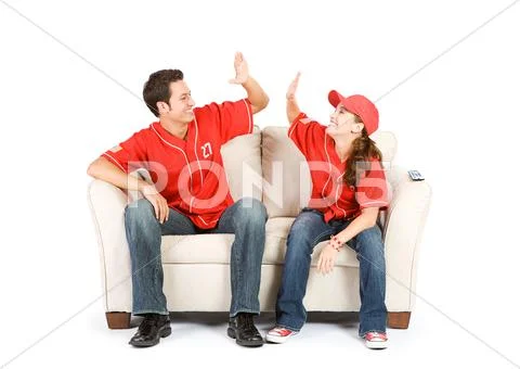 Baseball: team winning high five Stock Photos