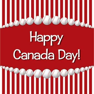Baseball theme Happy Canada Day card in vector format. Illustrazione stock