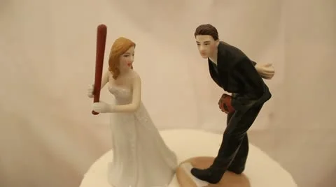 Baseball themed wedding cake figures bride and groom 動画素材 11148478