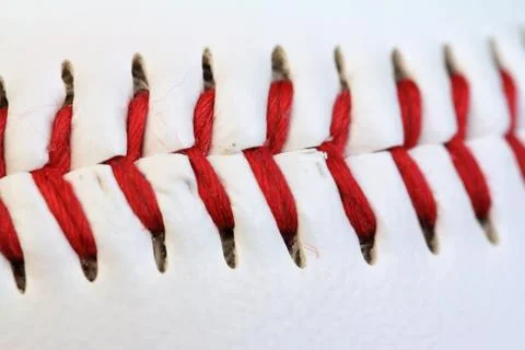 Baseball threads macro Stock Photos