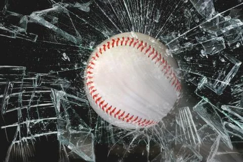 Baseball through glass. Stock Photos