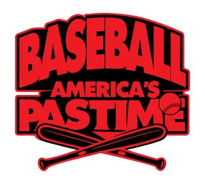 Baseball Typography Design with Crossed Bats and America's Pastime Message Illustrazione stock