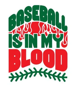 Baseball Typography Design with Flames and Blood Seam Graphic Stock Illustration