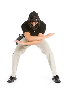 Baseball: umpire calling player safe Stock Photos