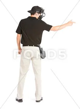 Baseball: umpire calls strike rear view Stock Photos