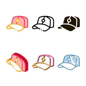 Baseball variety cap hat icon vector outline Stock Illustration