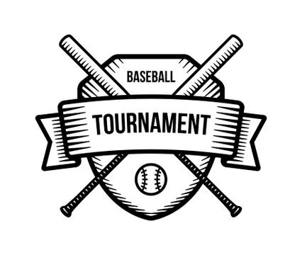 Baseball vector logo. Summer team sport tournament. Black and white badge, sh Stock Illustration
