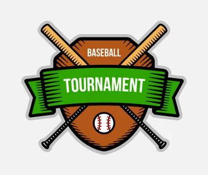 Baseball vector logo. Summer team sport tournament. Color badge, shirt mascot Illustrazione stock