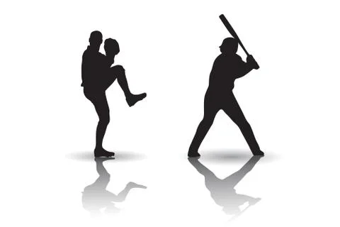 Baseball vector silhouette Stock Illustration